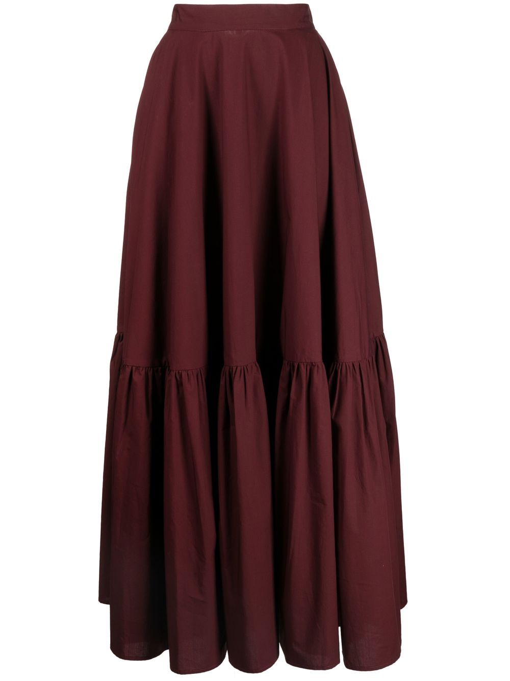 Plan C Tiered Maxi Skirt In Red