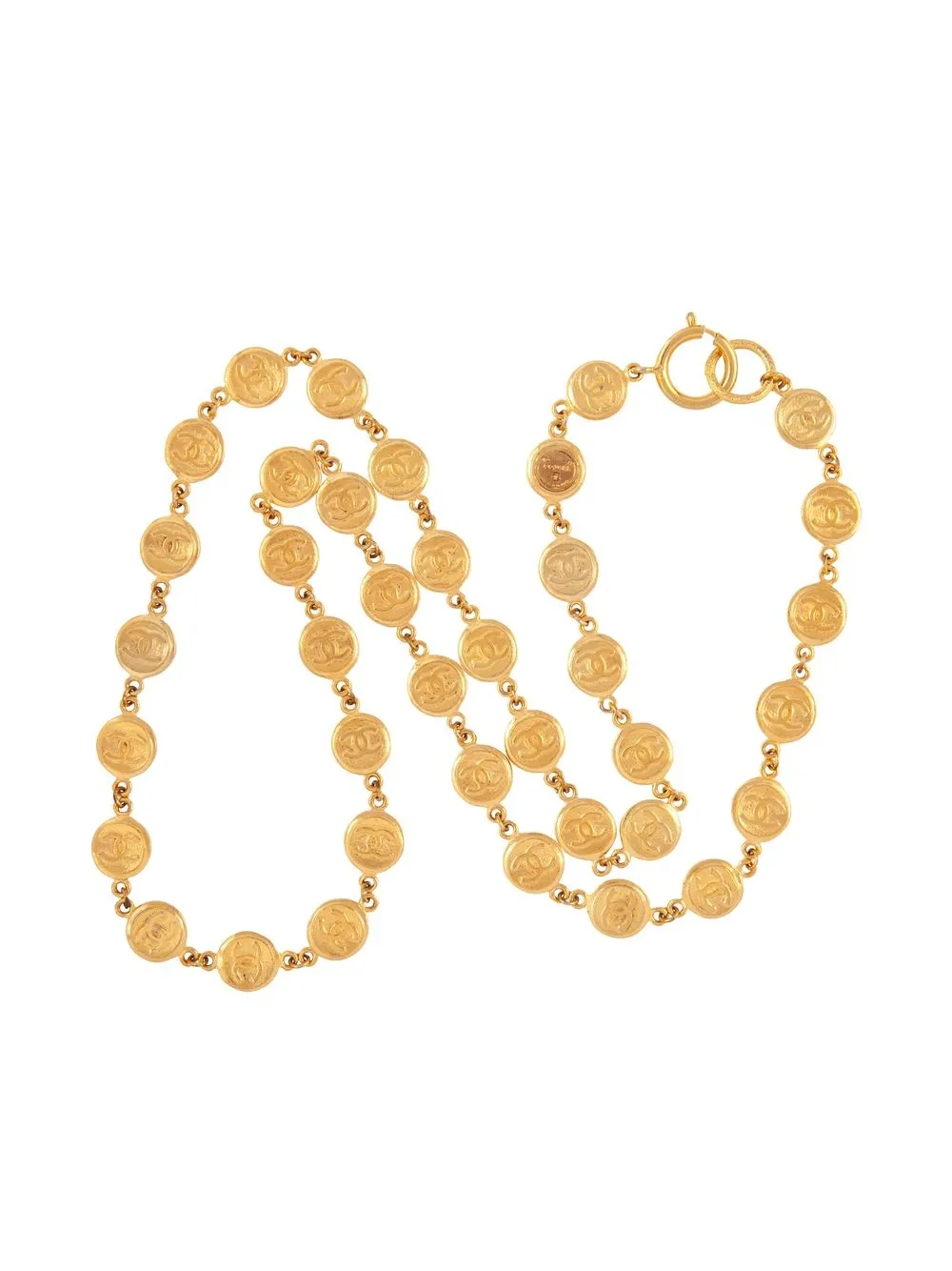 

CHANEL Pre-Owned 1980s logo medallions necklace - Gold