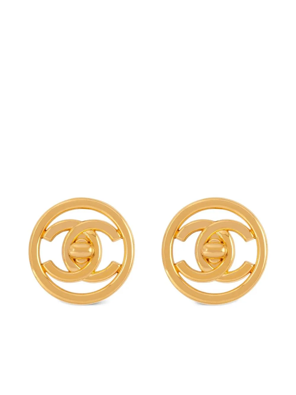 

CHANEL Pre-Owned aretes de clip CC Turn-Lock 1997 - Dorado