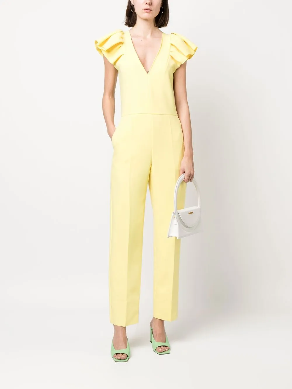 MSGM Jumpsuit met ruche mouwen - Geel