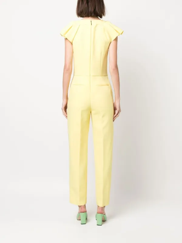 MSGM ruffle sleeve V neck Jumpsuit Yellow FARFETCH