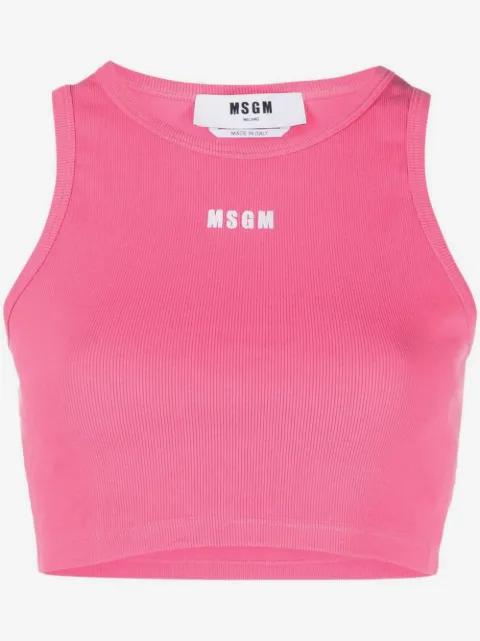 MSGM logo-print cropped tank top