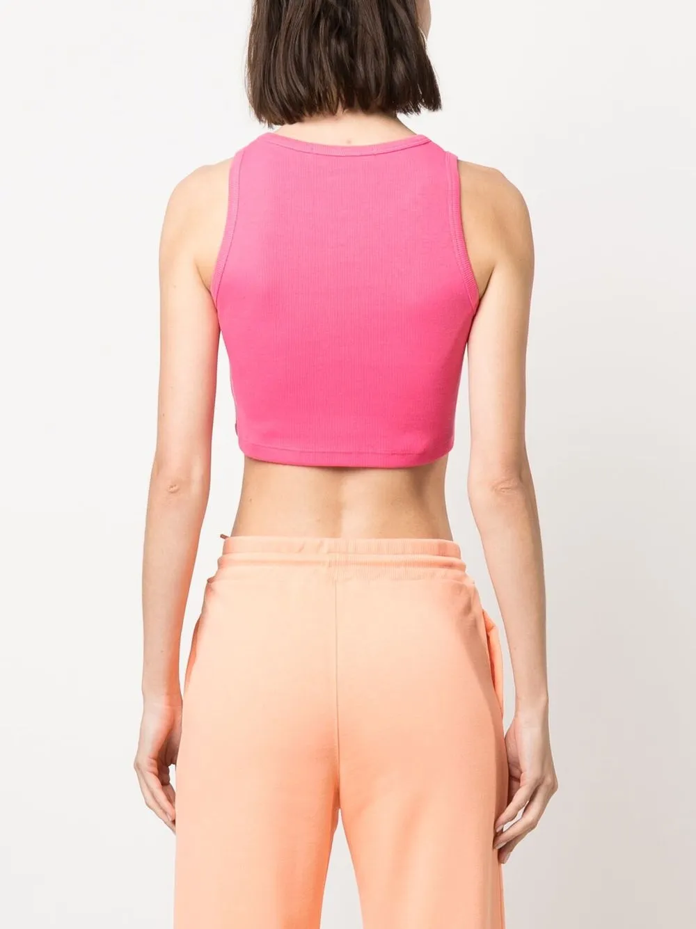 Msgm Logo-print Cropped Tank Top In Pink