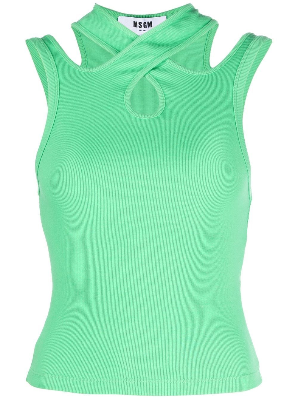 Shop Msgm Cut-out Tank Top In Green