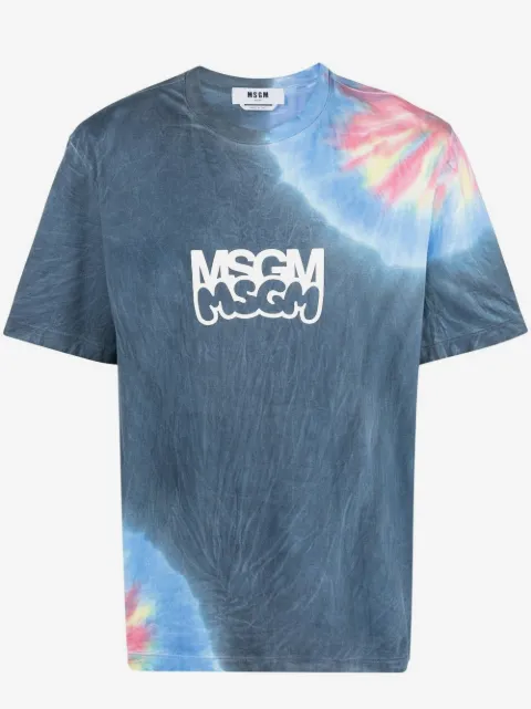 MSGM t-shirt tie-dye à logo imprimé