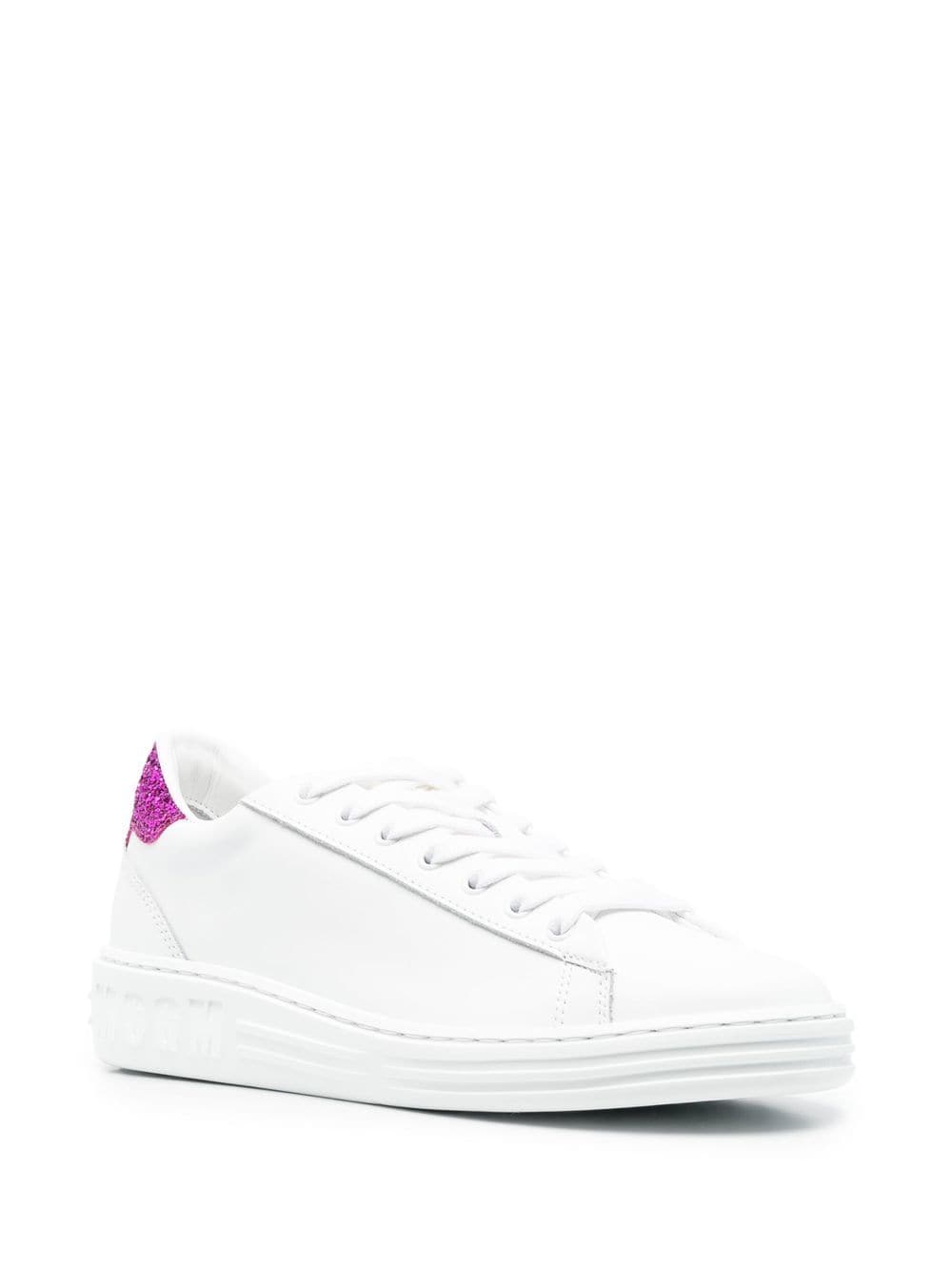Shop Msgm Contrast Heel-counter Leather Sneakers In White