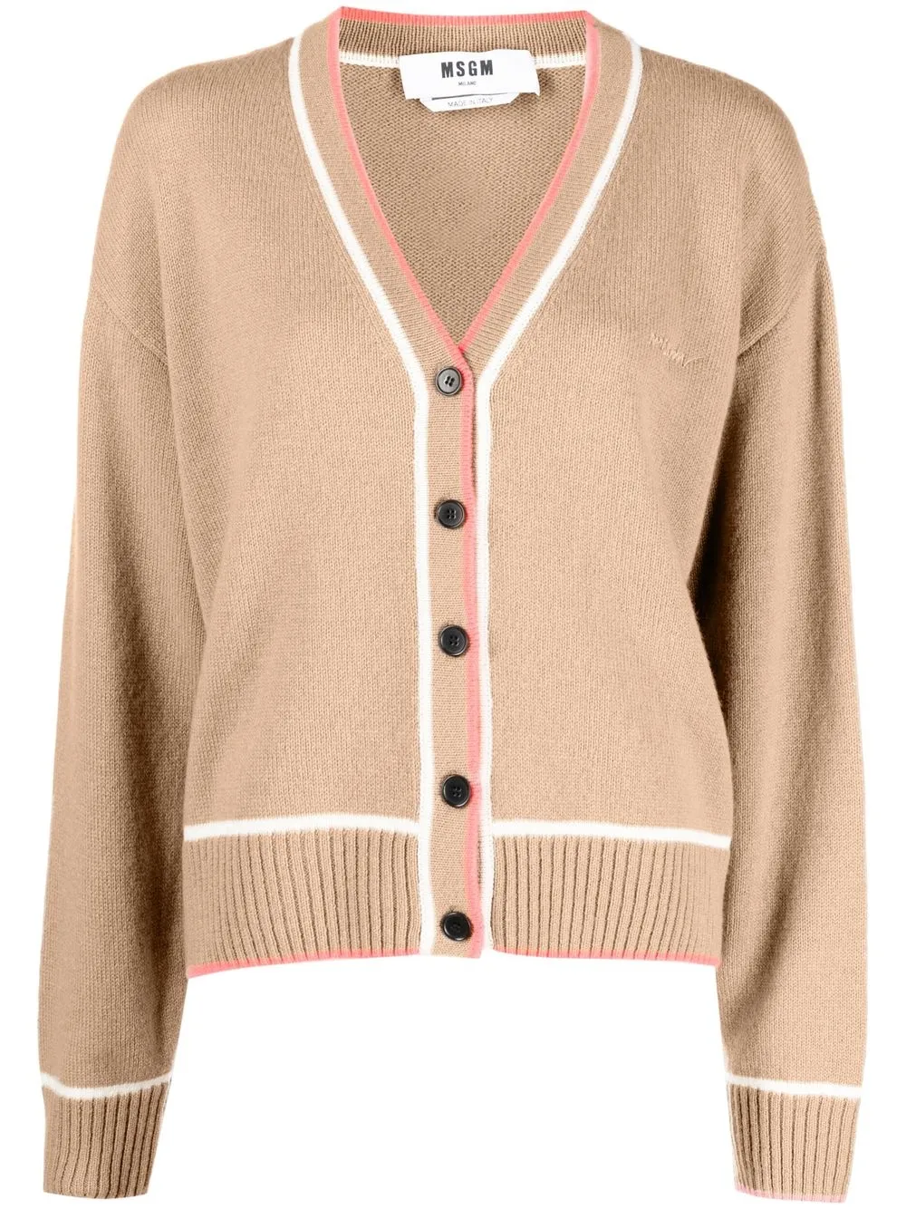 

MSGM contrast-trim knitted cardigan - Brown