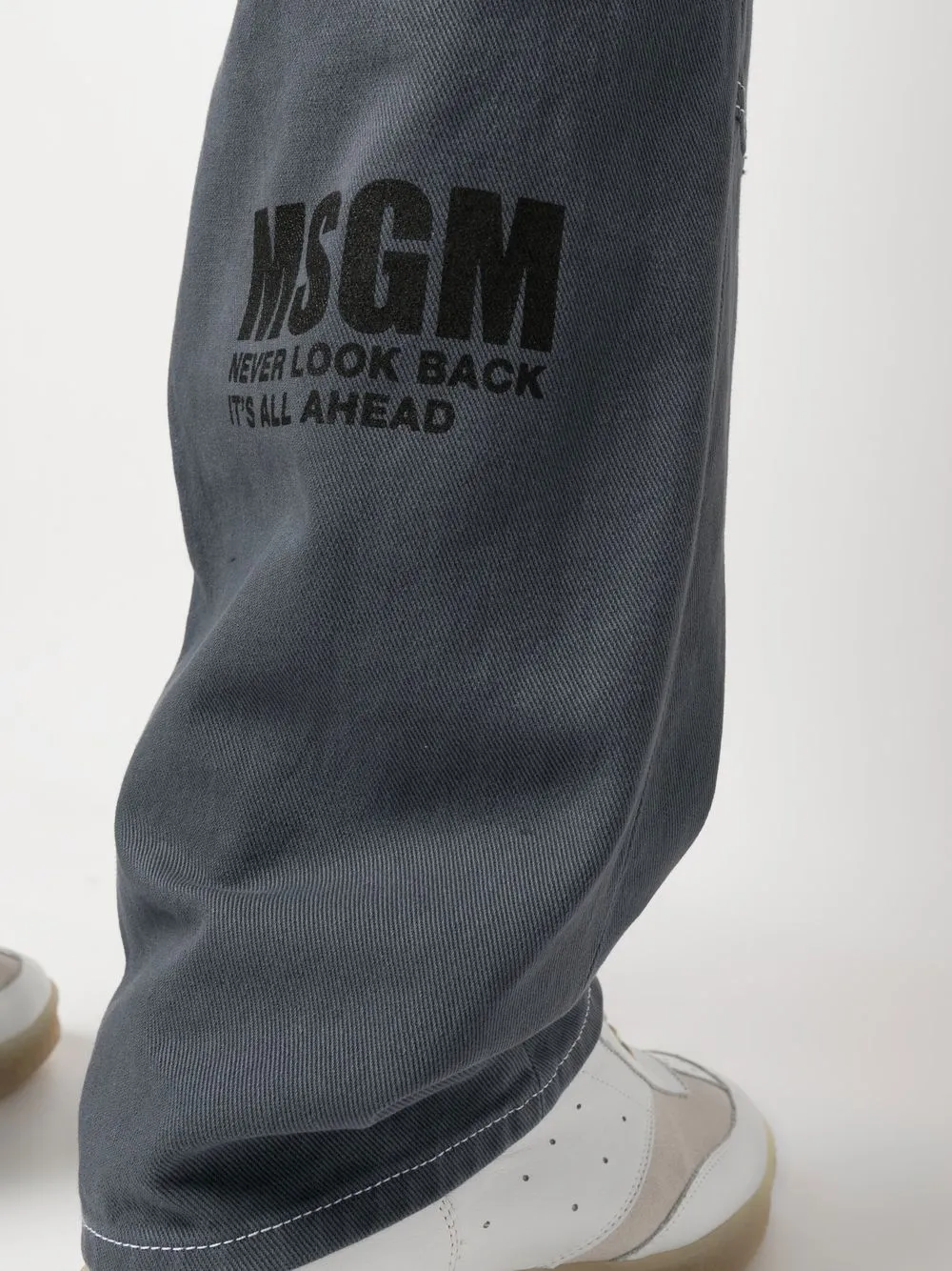 Msgm Logo-print Straight-leg Trousers In Grey