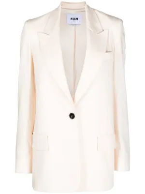 【送料&関税込】MSGM Single-breasted White Jacket Women's Msgm Leather Blazers - up to −53% | Stylight