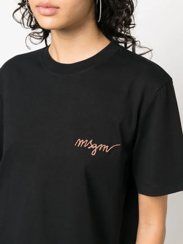 MSGM logo-embroidered Cotton T-shirt | Black | FARFETCH
