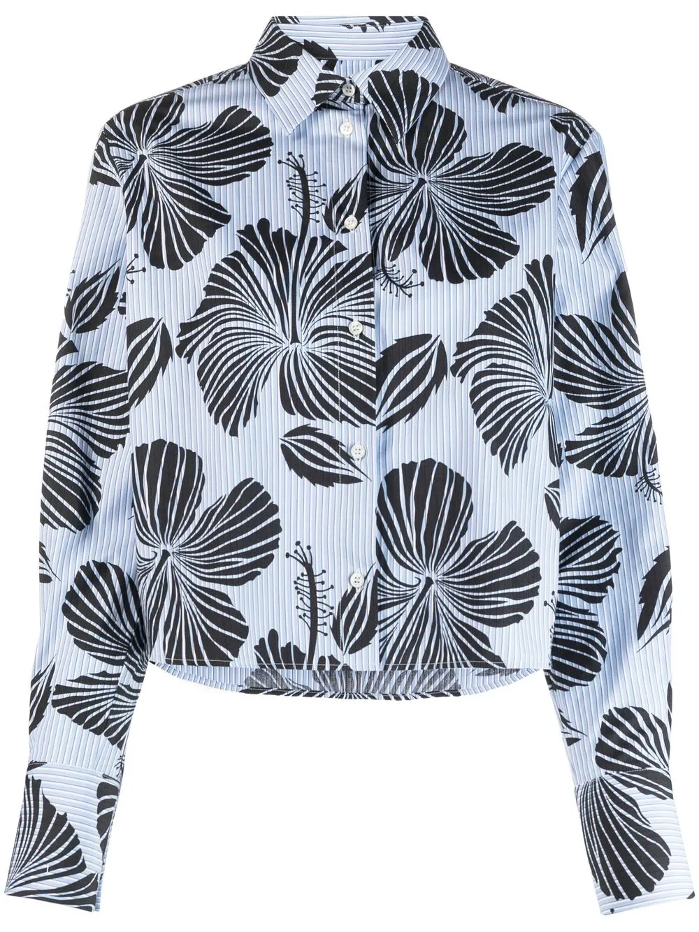 

MSGM camisa con estampado floral y rayas - Azul