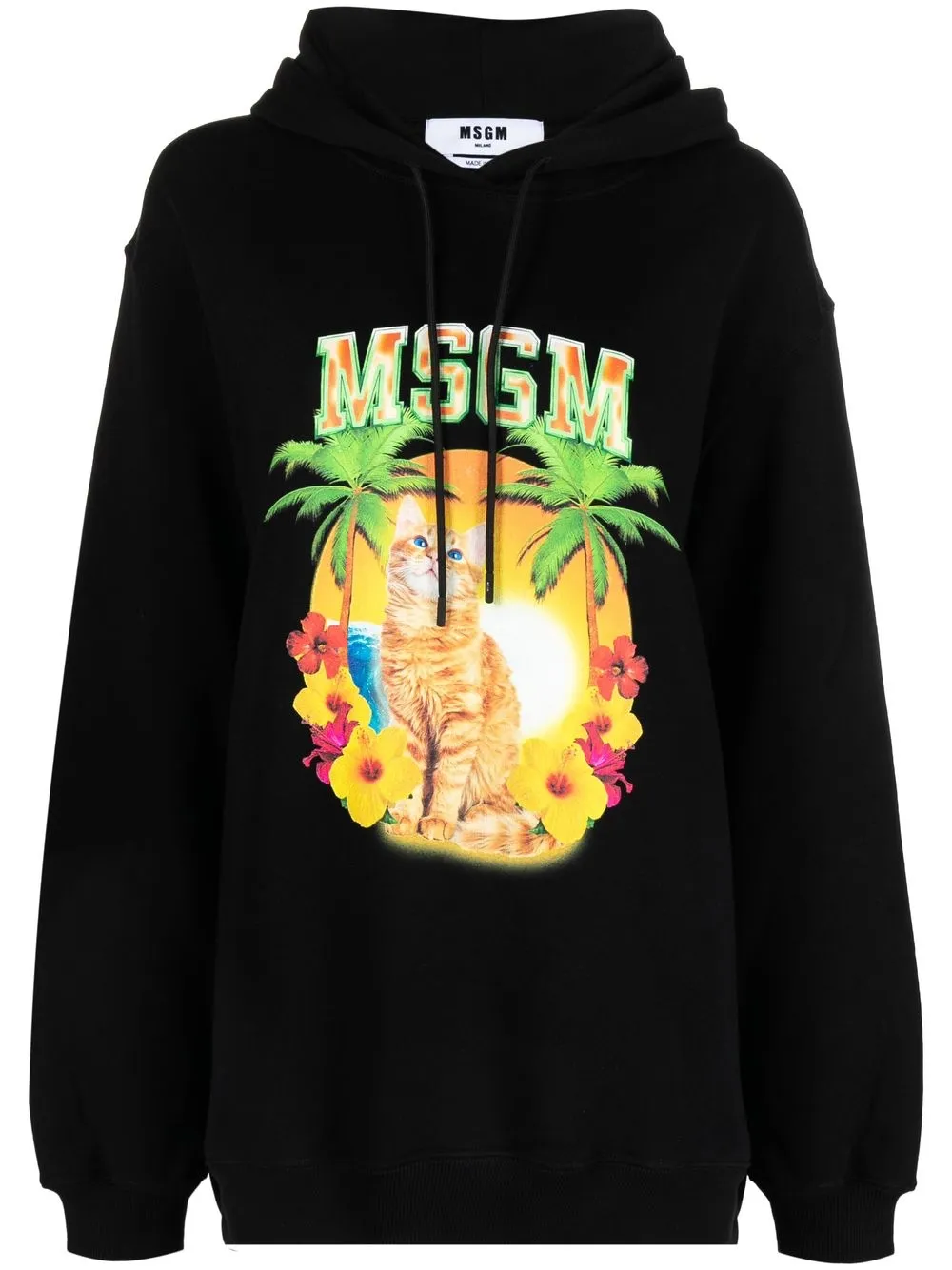 

MSGM graphic print drawstring hoodie - Black
