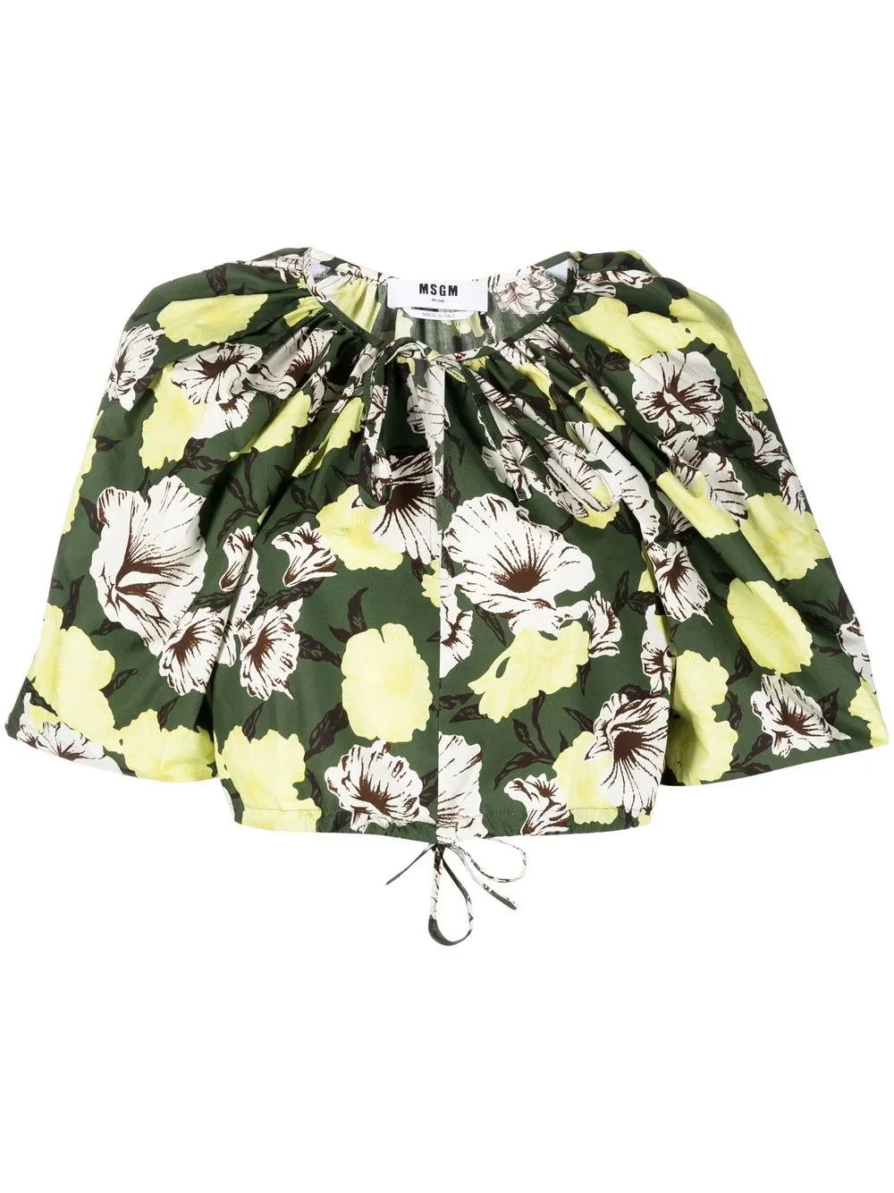 

MSGM floral-print puff-sleeve blouse - Green