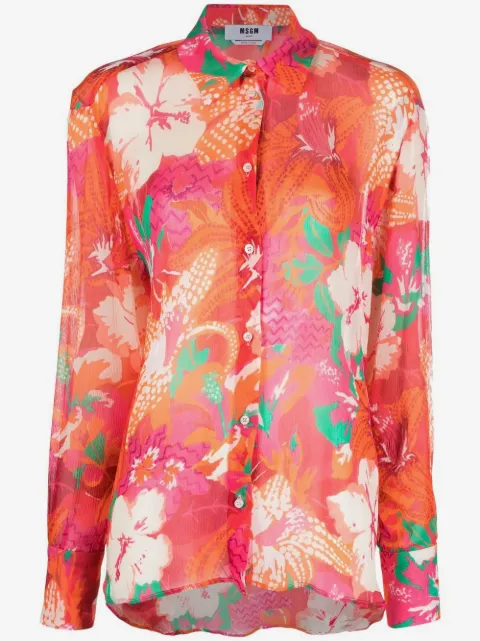 MSGM floral-print crepe shirt