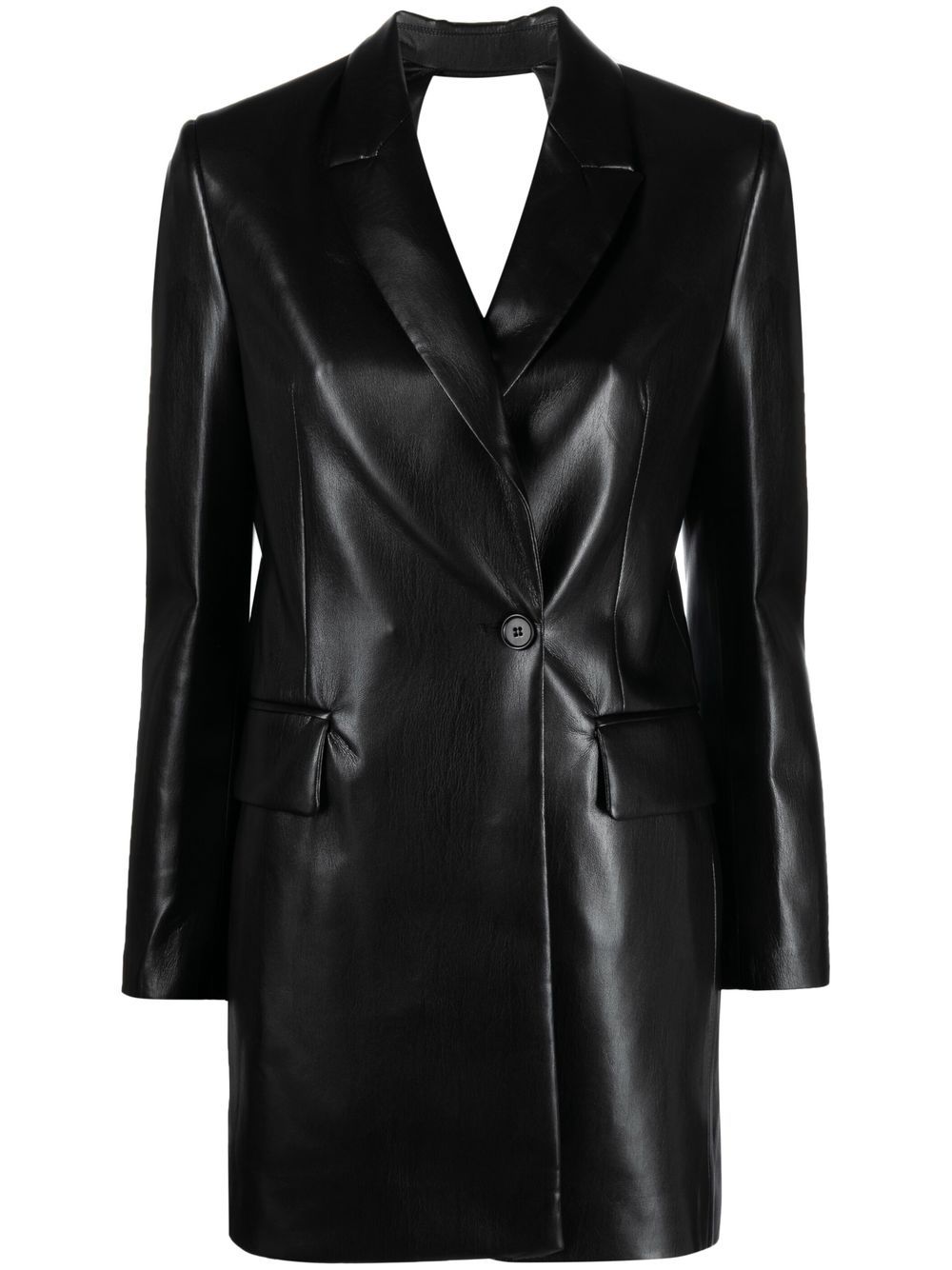 Msgm Faux-leather Mini Blazer Dress In 99 Black