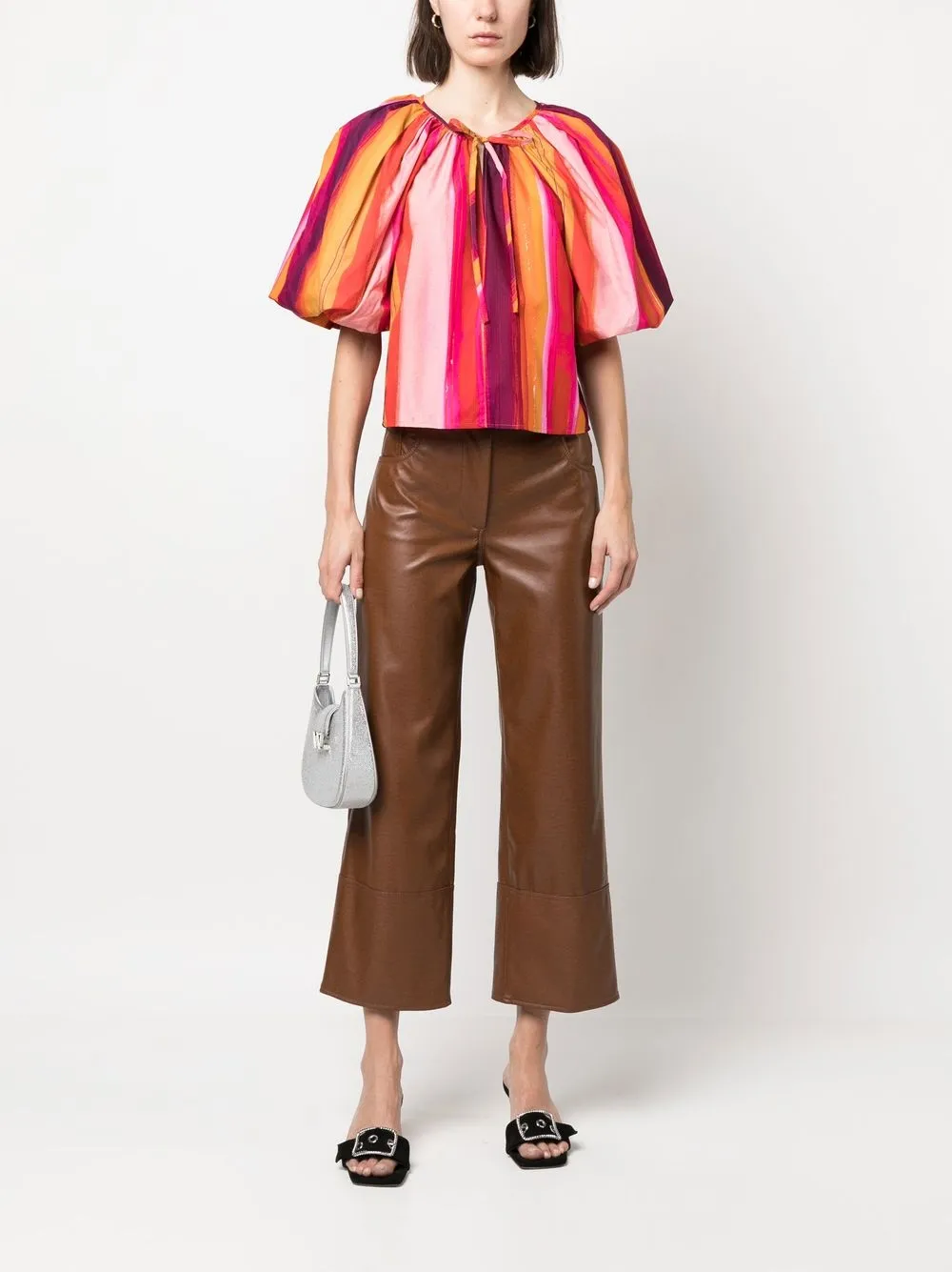 MSGM Gestreepte blouse - Oranje