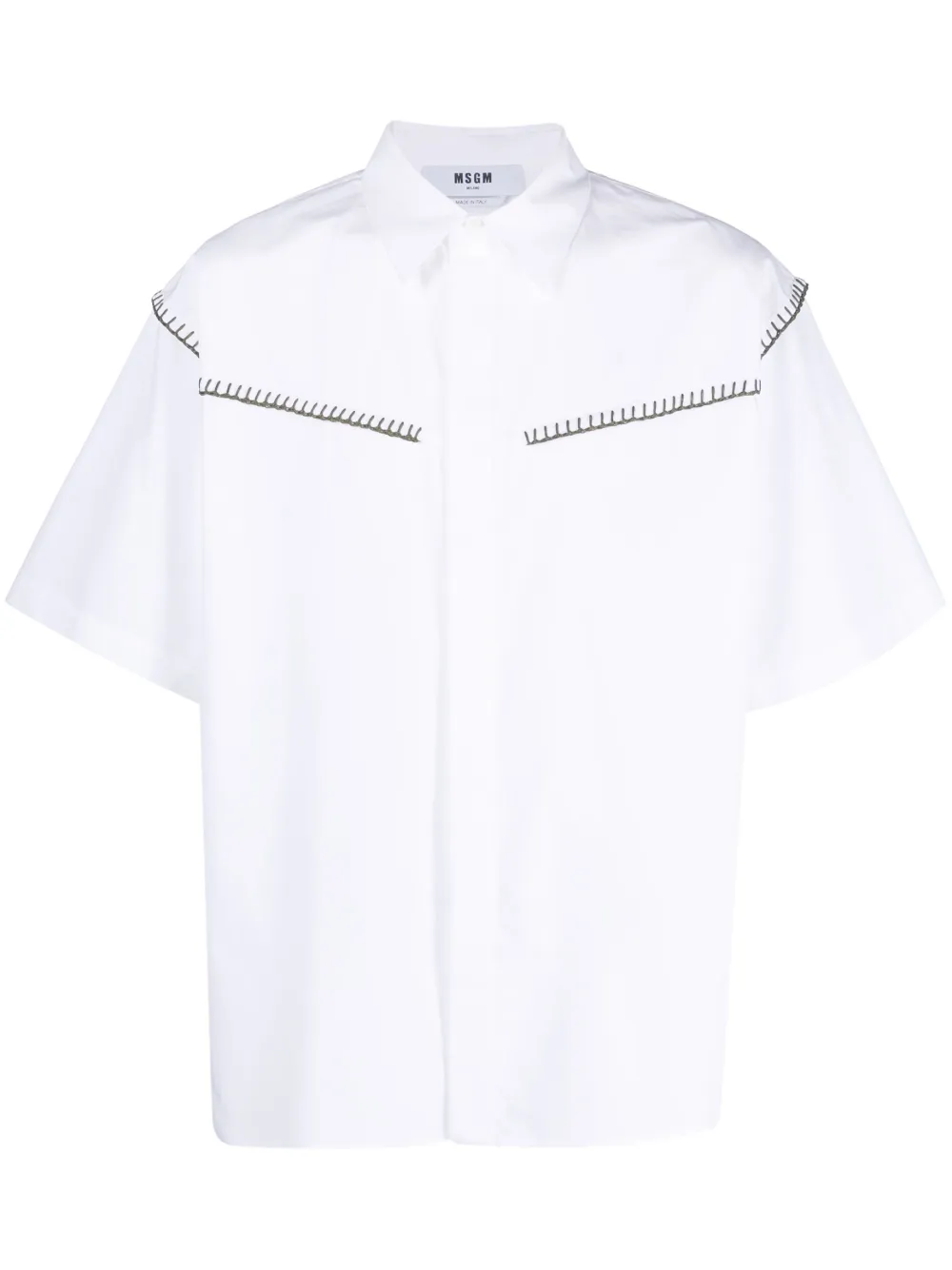 MSGM decorative stitching-detail cotton shirt - White