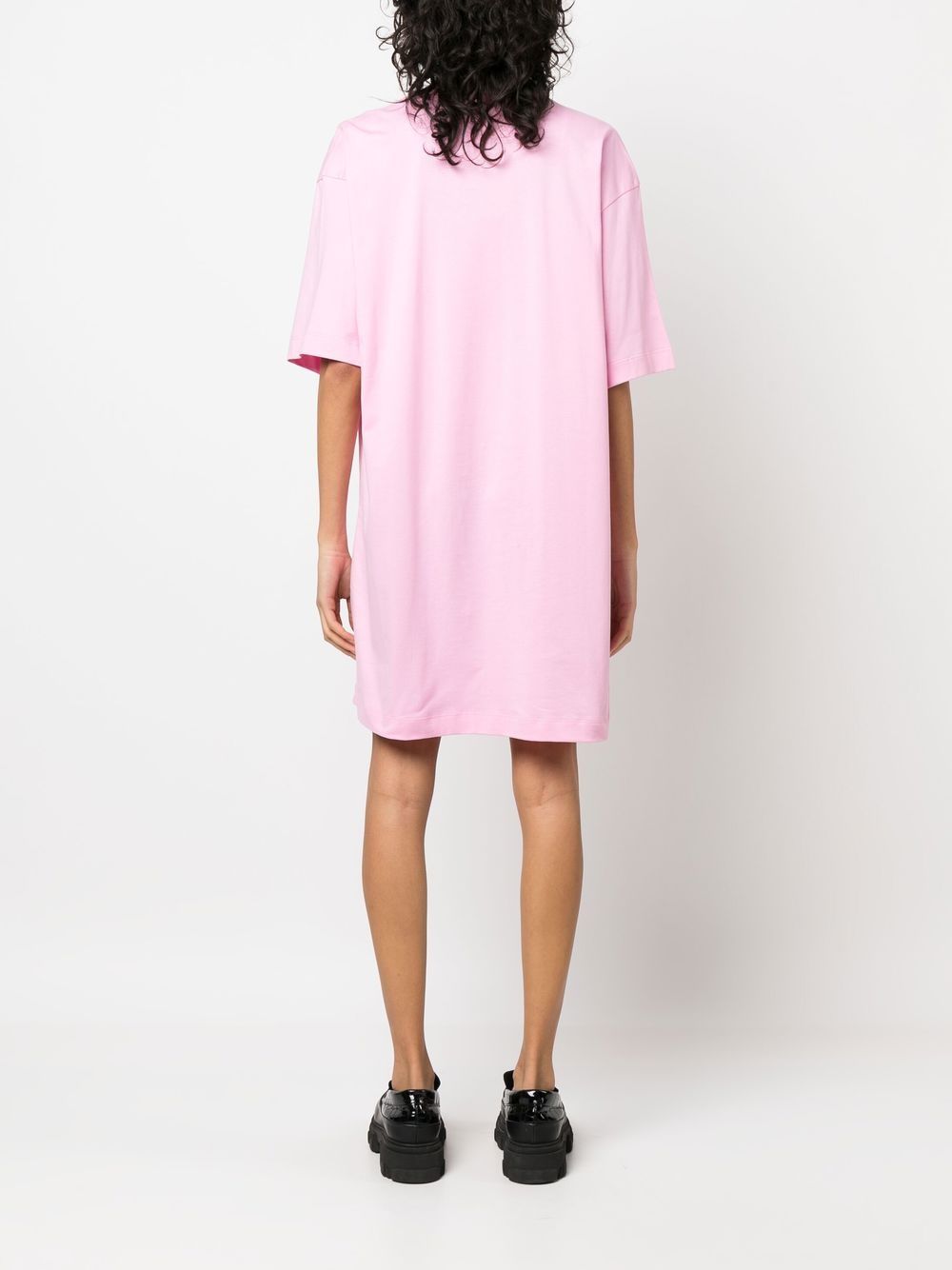 Shop Msgm Logo-print Cotton T-shirt Dress In Pink