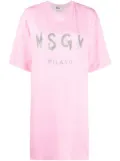 MSGM logo-print cotton T-shirt dress - Pink