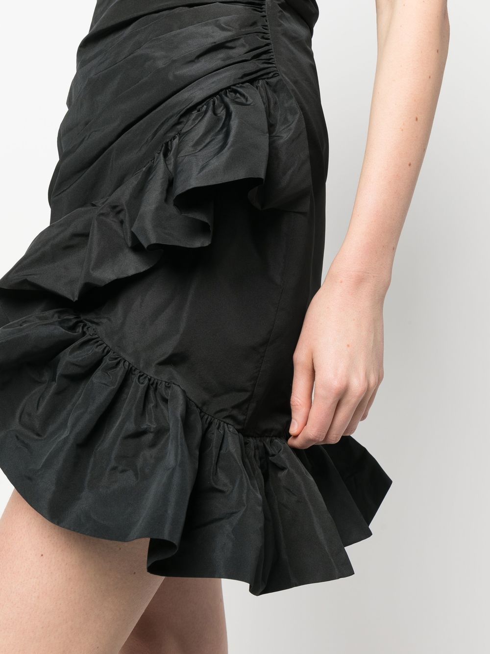 Shop Msgm Puff-sleeved Wrap Dress In Schwarz