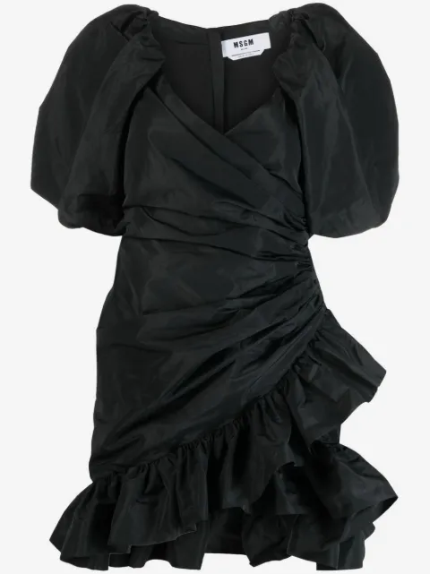 MSGM puff-sleeved wrap dress