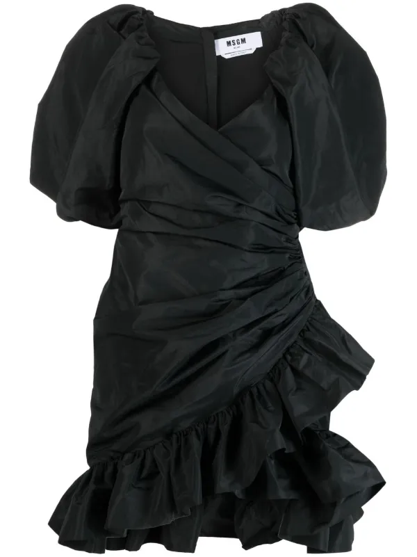 msgm black ruffle dress Ruffles Detail Long Sleeves Dress