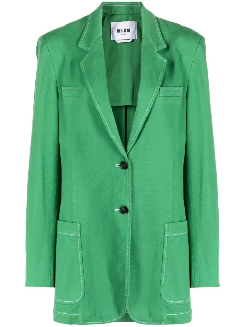 MSGM contrast-stitch denim blazer
