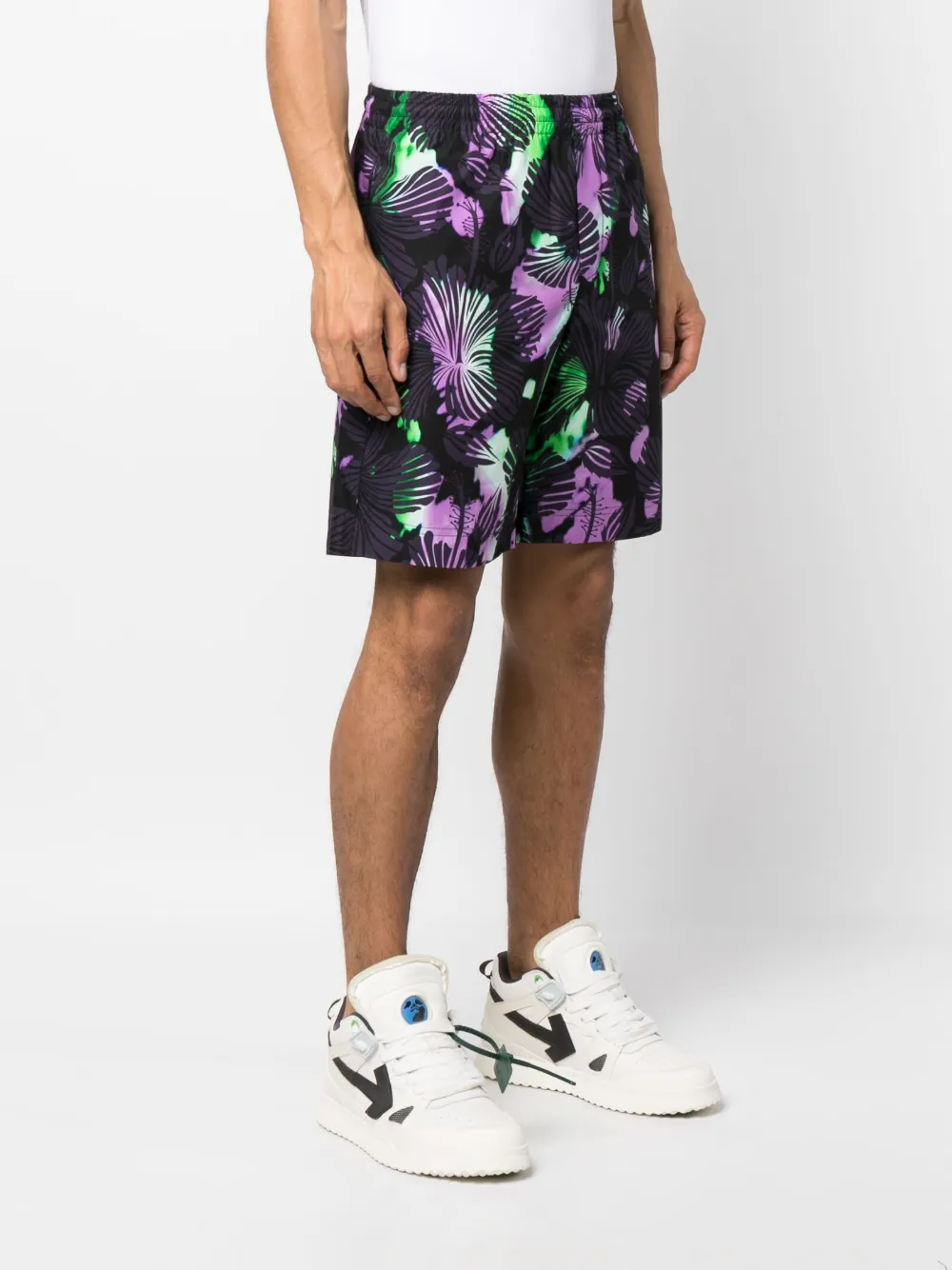  Msgm Bermudas Mit Abstraktem Print   Schwarz 