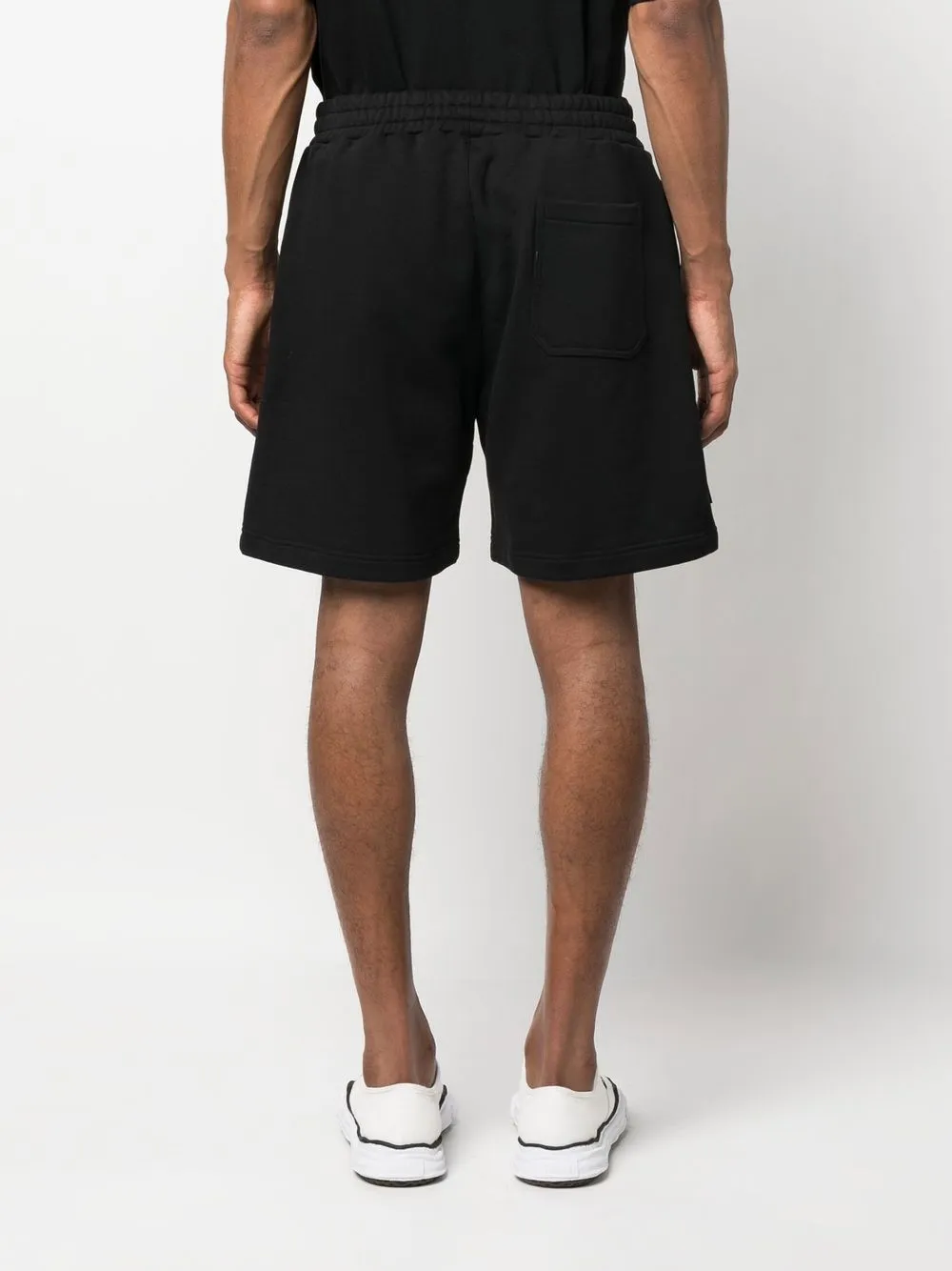 Msgm Embroidered-logo Cotton Track Shorts In Black