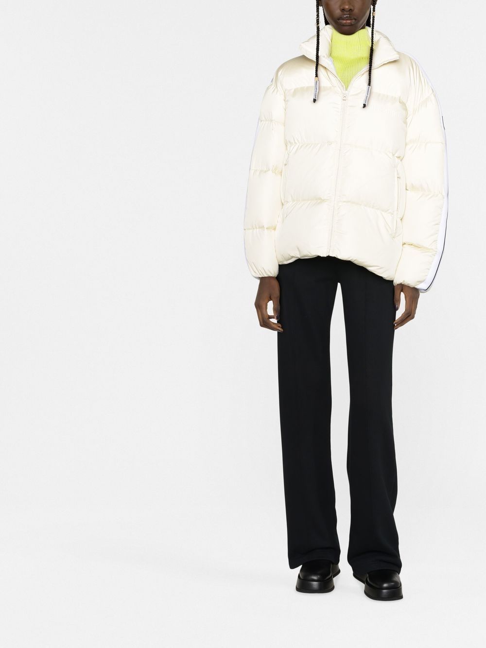 Shop Palm Angels Logo-print Padded Jacket In Butter White