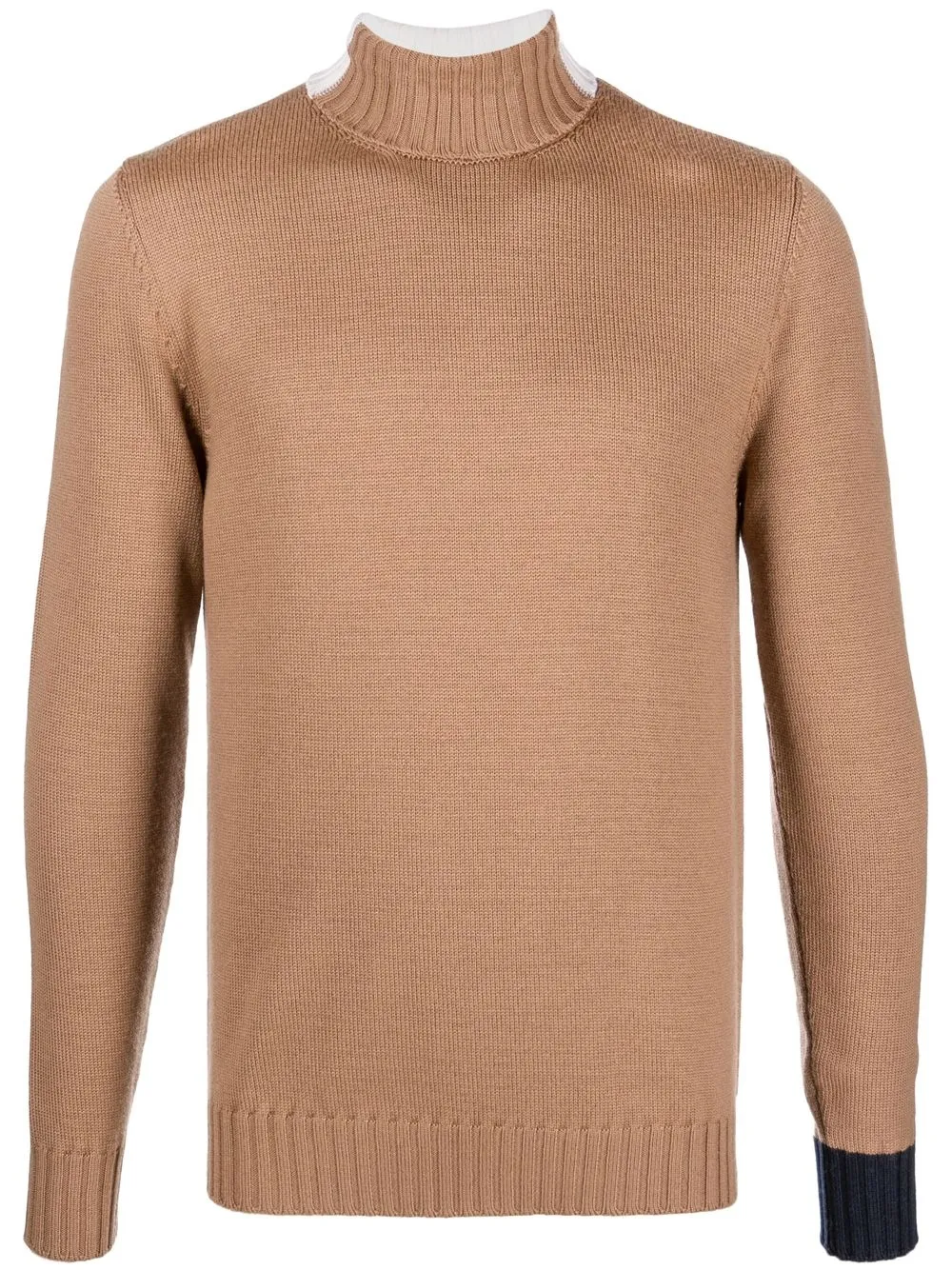 

Eleventy contrast-cuff roll-neck jumper - Brown