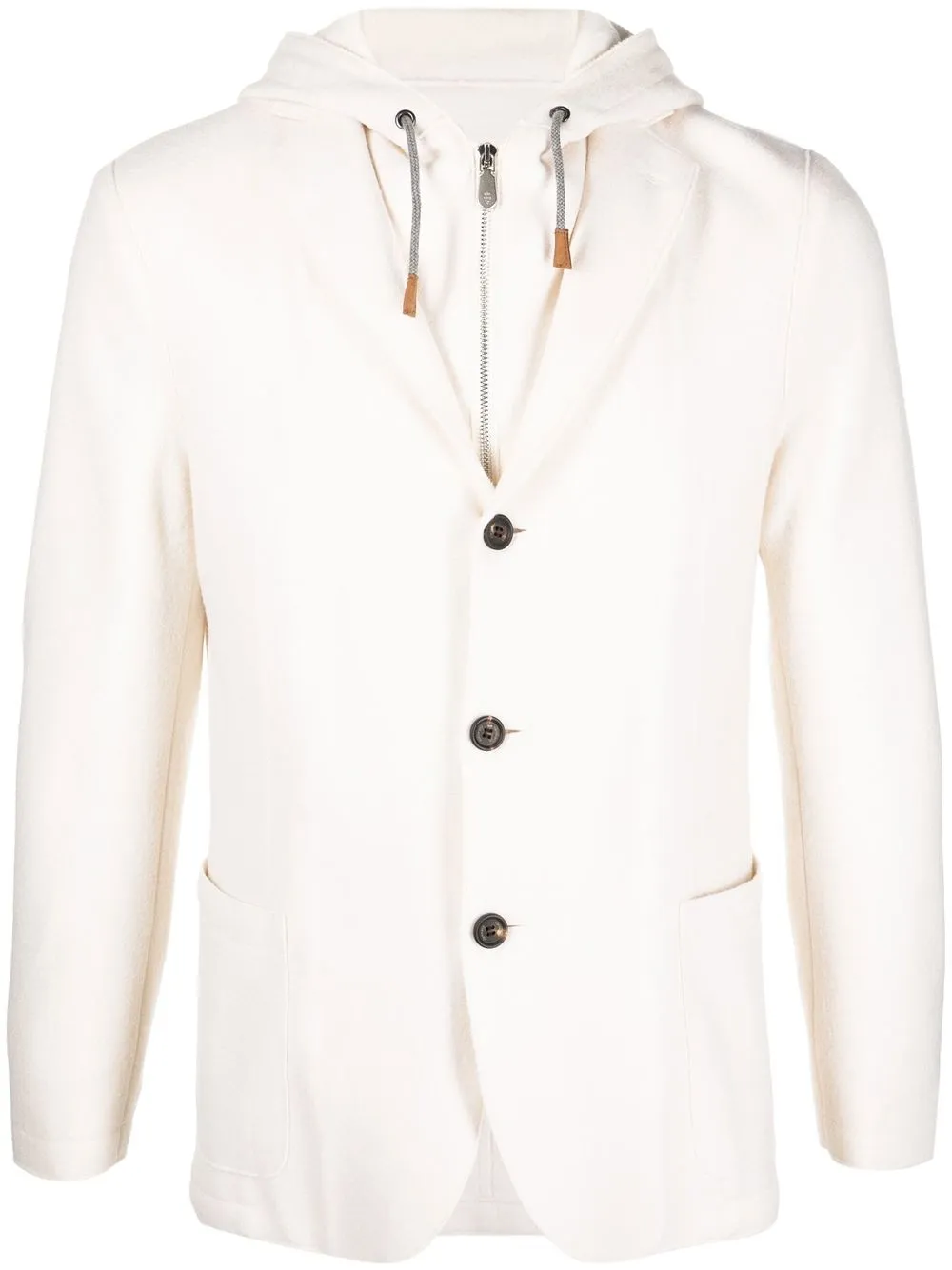 

Eleventy hooded single-breasted blazer - White