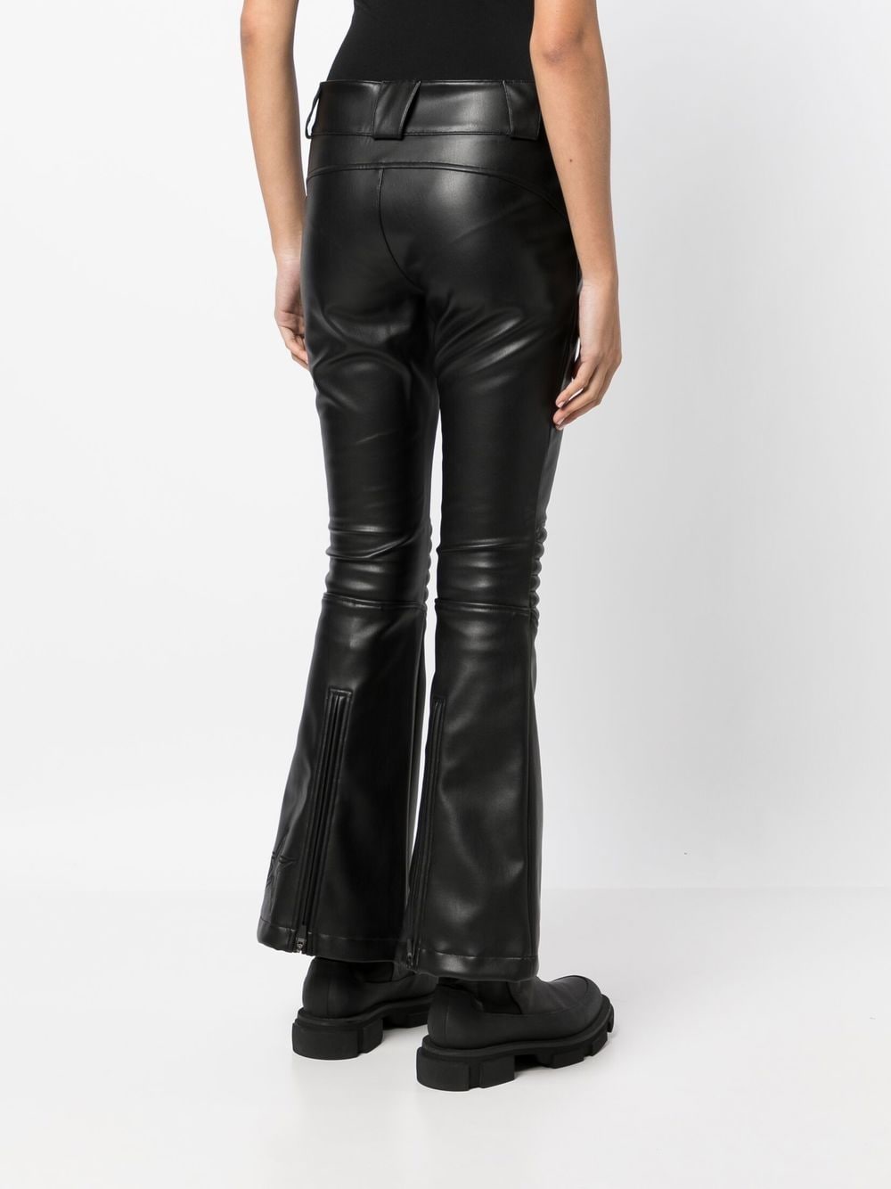Shop Perfect Moment Aurora Flared Leather Trousers In Black