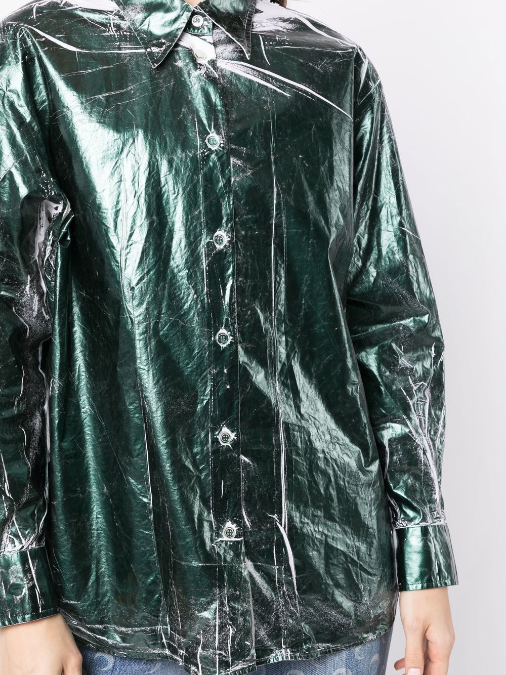 MM6 Maison Margiela crinkled metallic-finish shirt Women