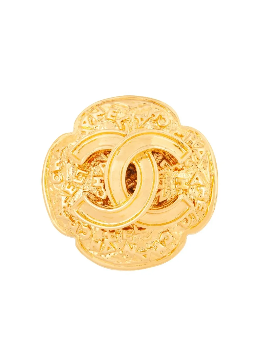 

Chanel Pre-Owned broche con logo CC en relieve 1980 - Dorado