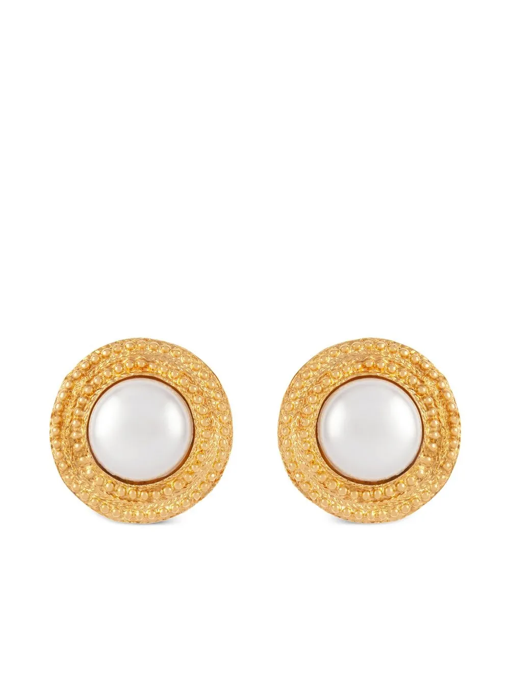 

CHANEL Pre-Owned 1980s faux-pearl button clip-on earrings - Gold