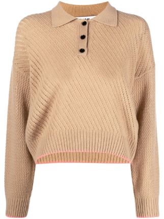 MSGM ribbed-knit Polo Jumper - Farfetch