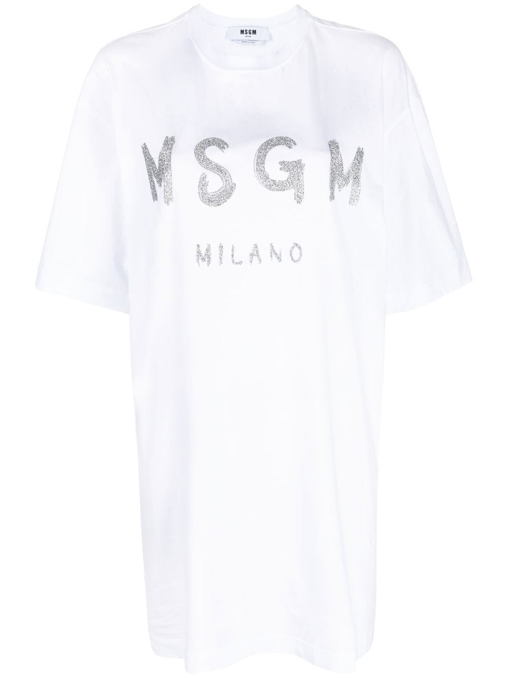 Msgm Logo Print T-shirt Dress In White