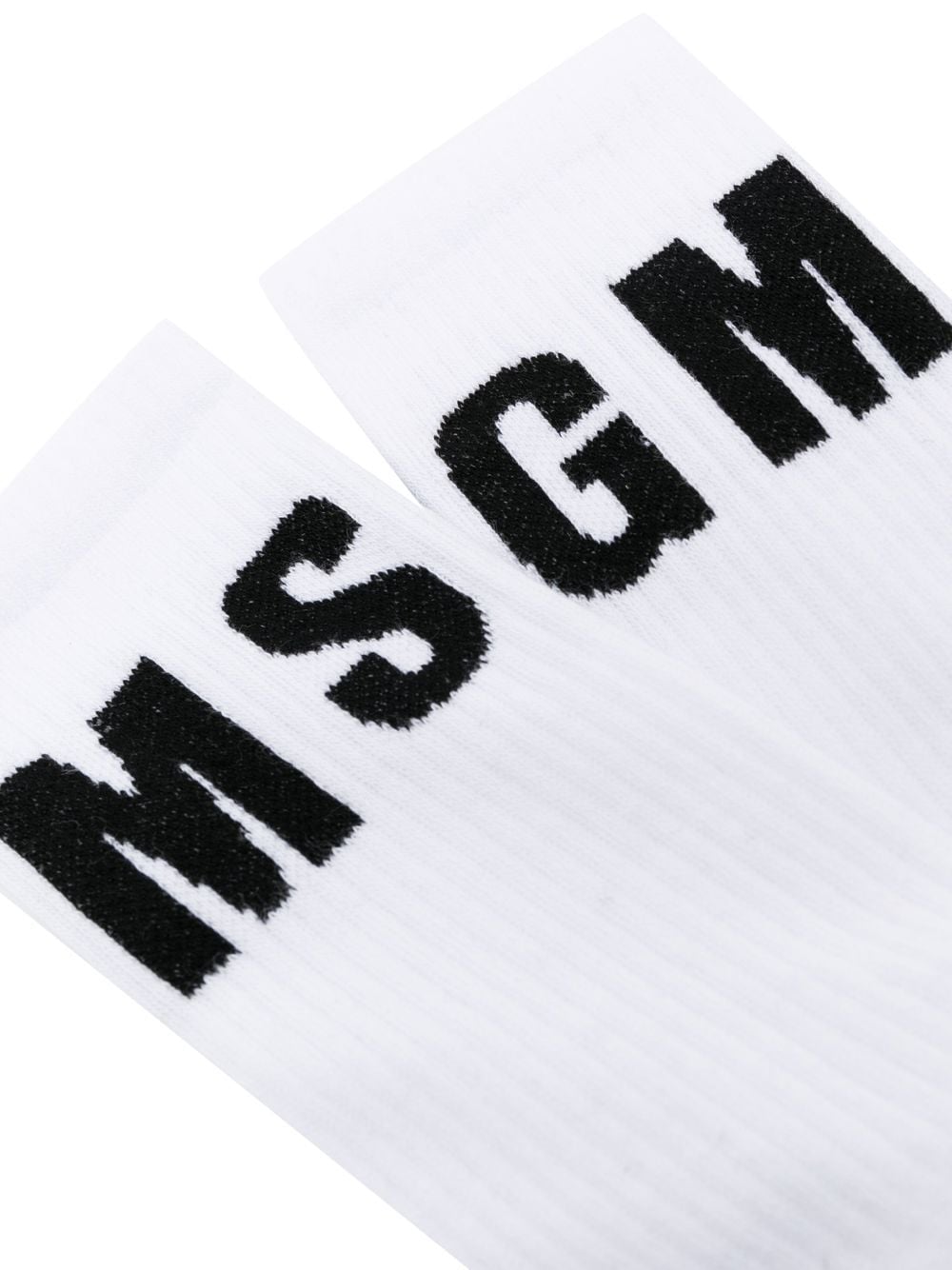 Shop Msgm Intarsia-knit Ankle Socks In White