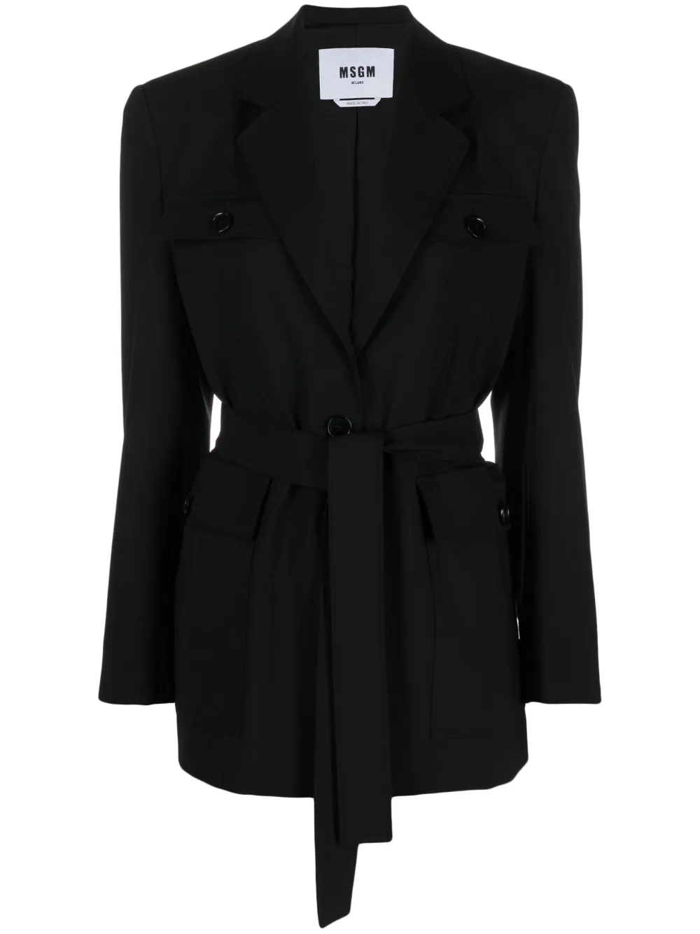 Msgm Stretch Wool Blazer Jacket In Black