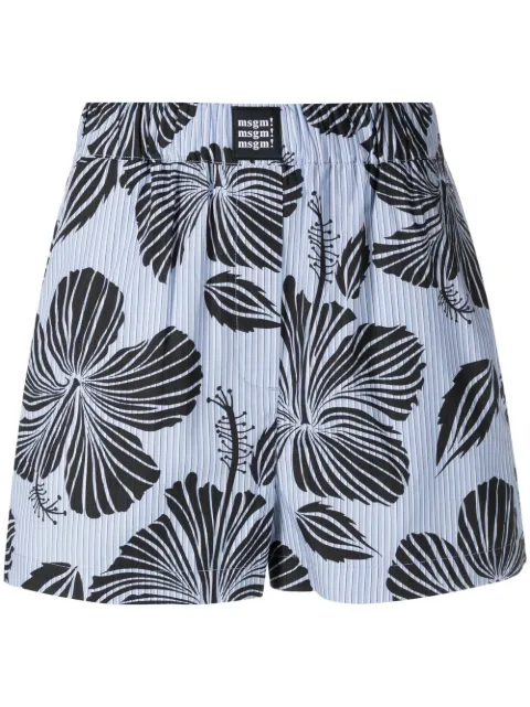 MSGM short rayé à fleurs