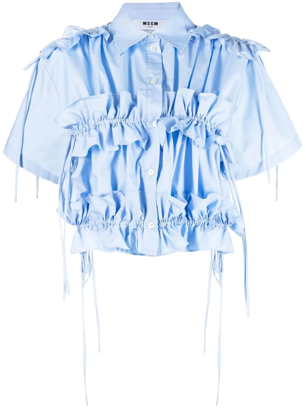 

MSGM ruffle-detail cropped shirt - Blue