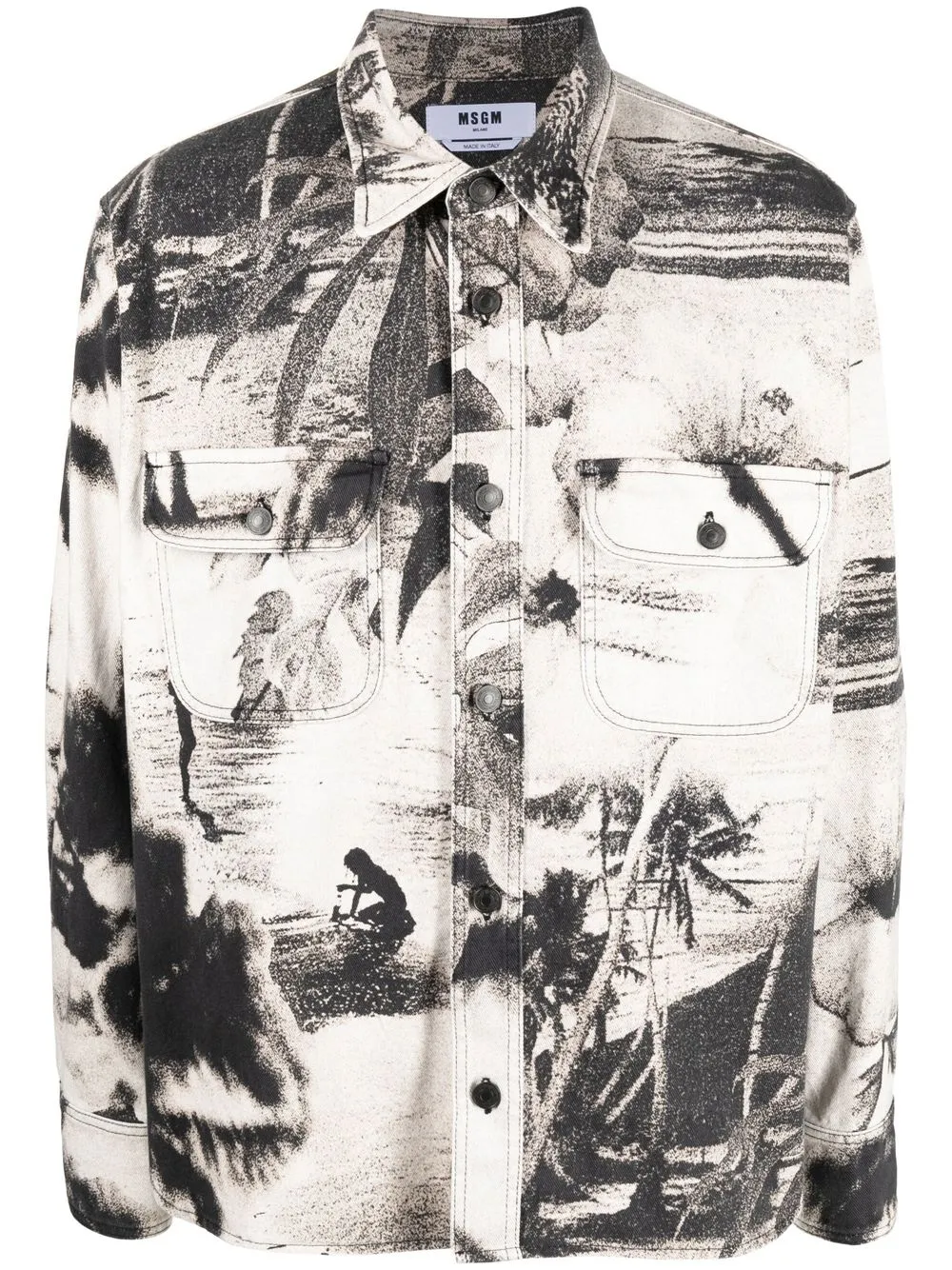 

MSGM graphic-print long-sleeve shirt - White