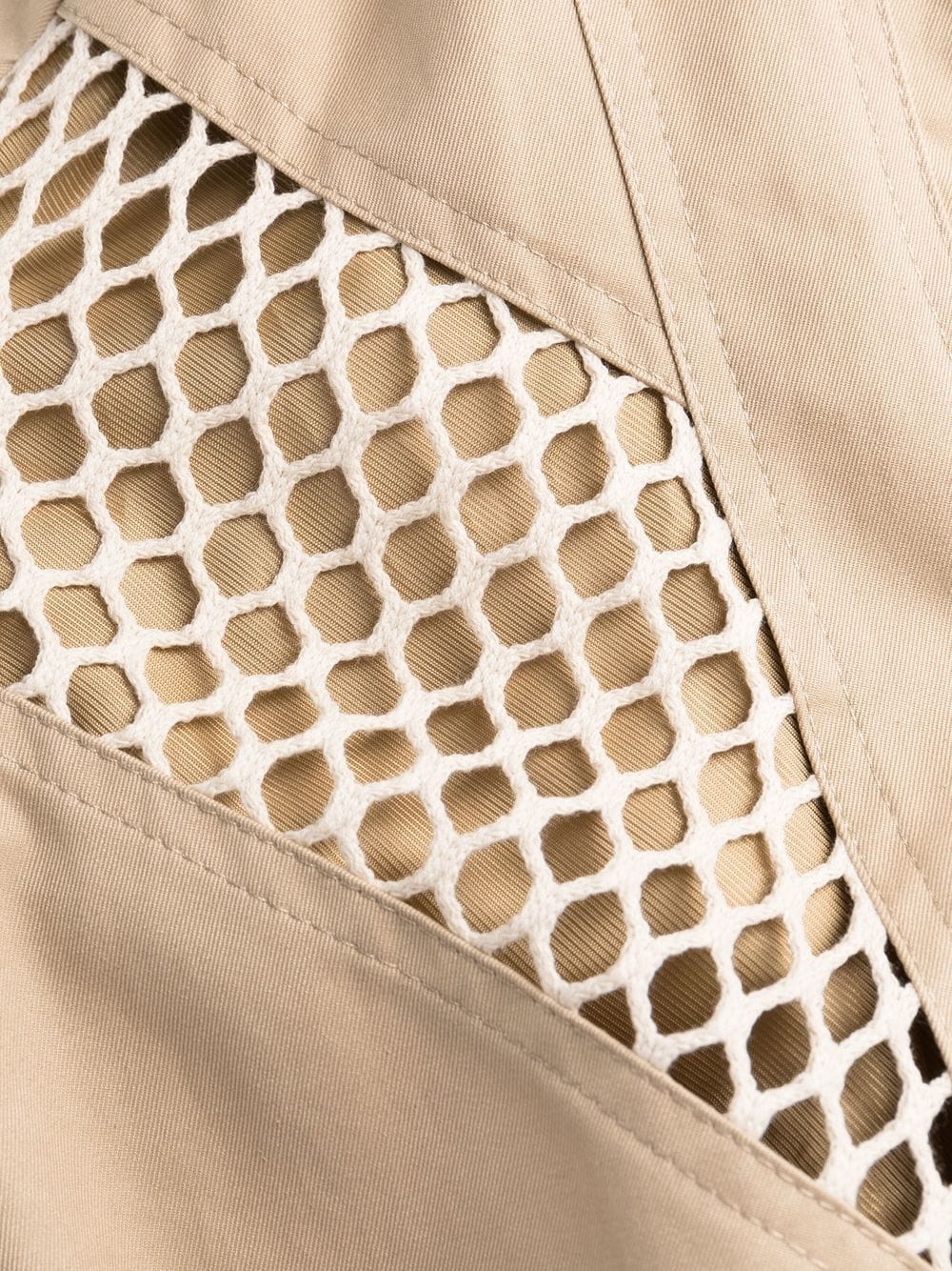 Shop Msgm Mesh-panel Trench Coat In Neutrals