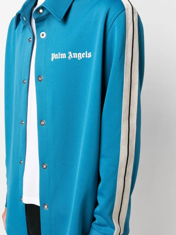 Palm Angels logo-print long-sleeve Shirt | Blue | FARFETCH