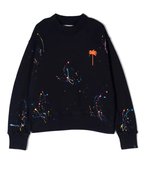 Palm Angels Kids paint-splatter cotton sweatshirt