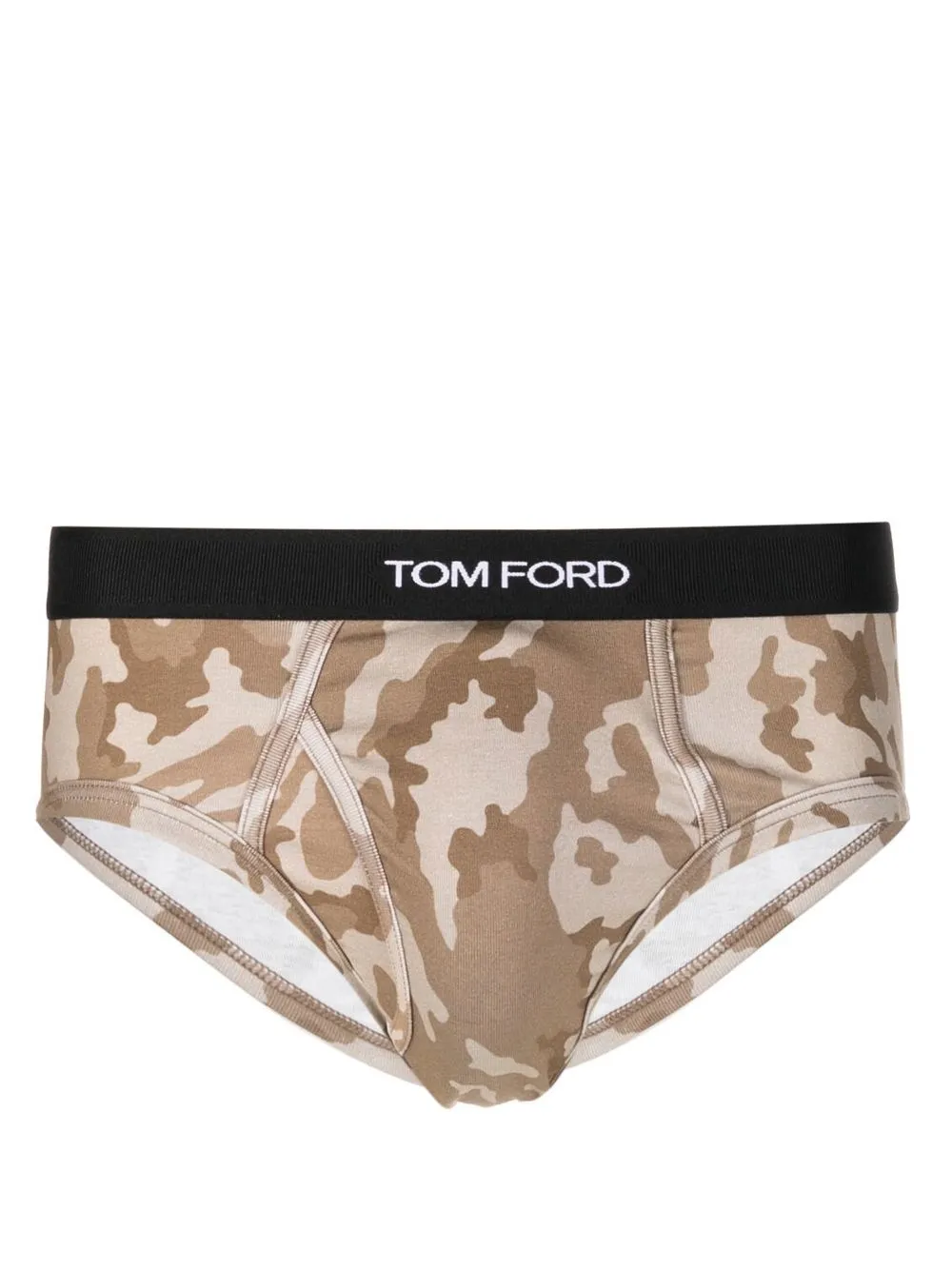 

TOM FORD logo-waistband camouflage-print briefs - Neutrals