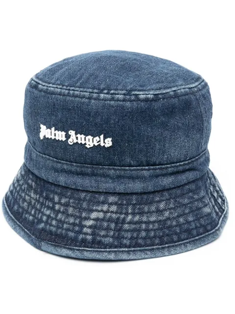 Palm Angels logo-appliqué denim bucket hat