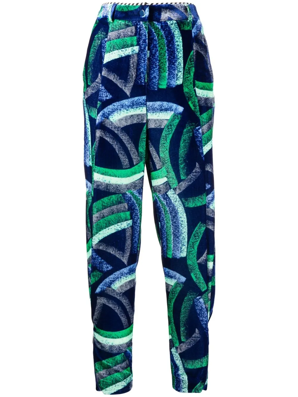 

Giorgio Armani abstract-print tapered-leg trousers - Azul