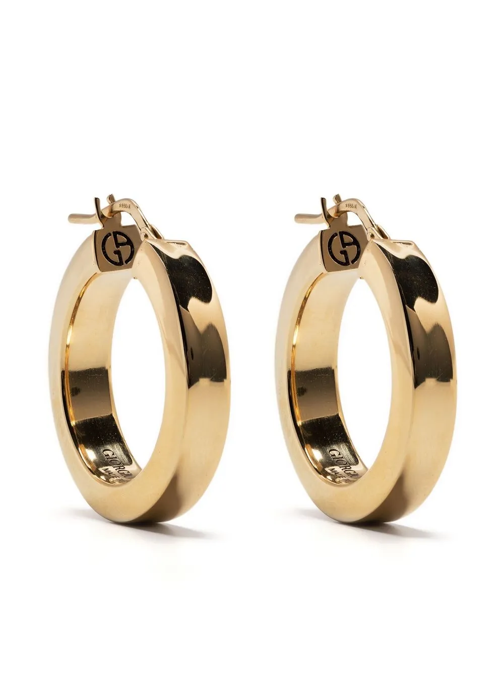 

Giorgio Armani engraved-logo hoop earrrings - Gold